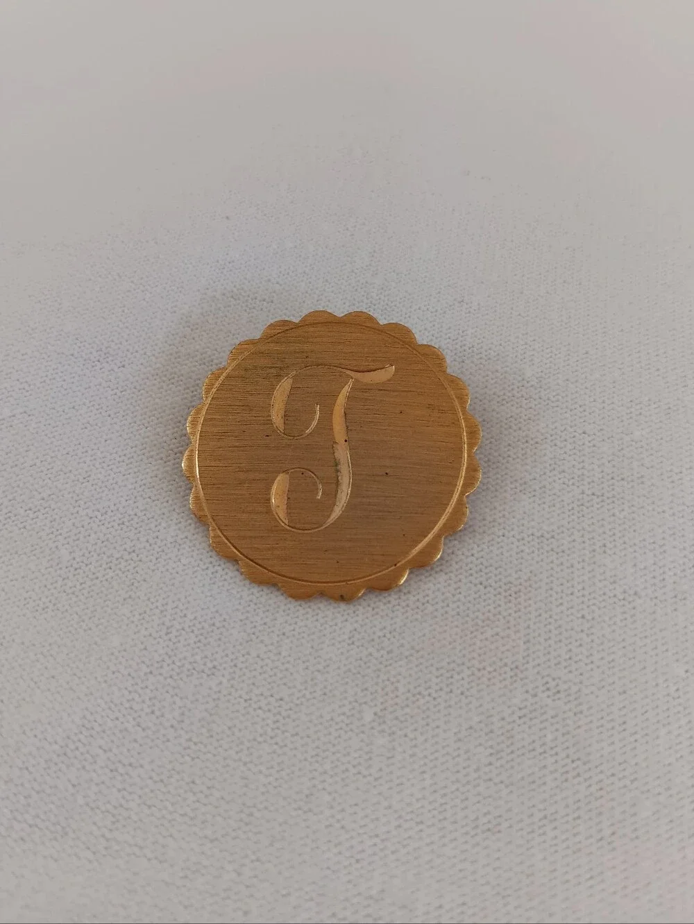 Gold Monogram 'J' Round Pin - Women Accessories